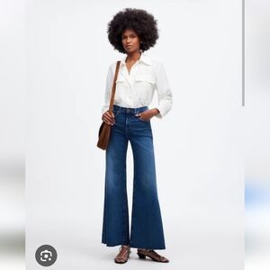 Madewell Dark Blue High-Rise Wide-Leg Flare Jeans
